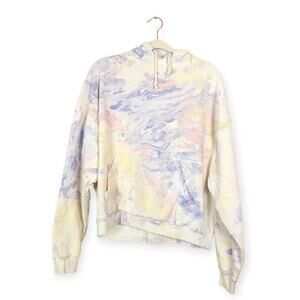 RE/DONE Oversized Lilac Yellow & Pink Marble Cotton Hoodie